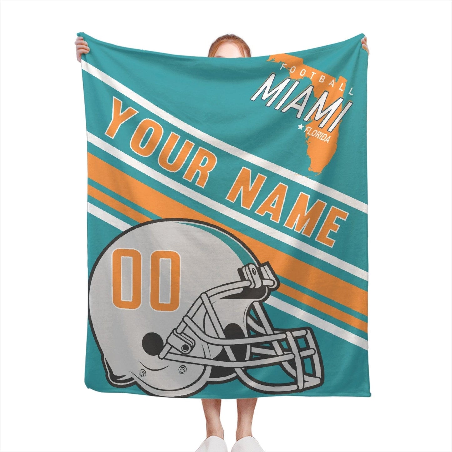 Personalized Football MIAMI Custom Fans Add Name Number Blanket