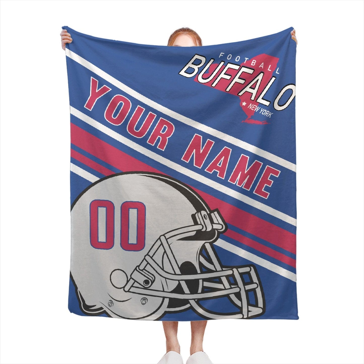 Personalized Football BUFFALO Custom Fans Add Name Number Blanket