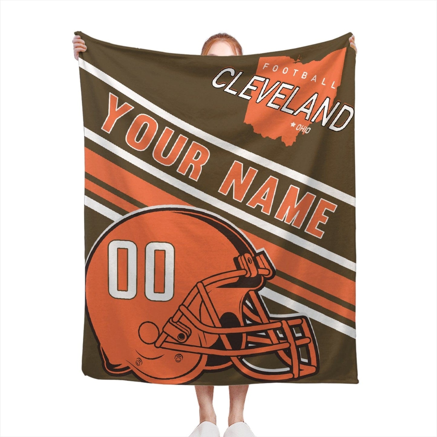 Personalized Football Cleveland City Custom Fans Add Name Number Blanket