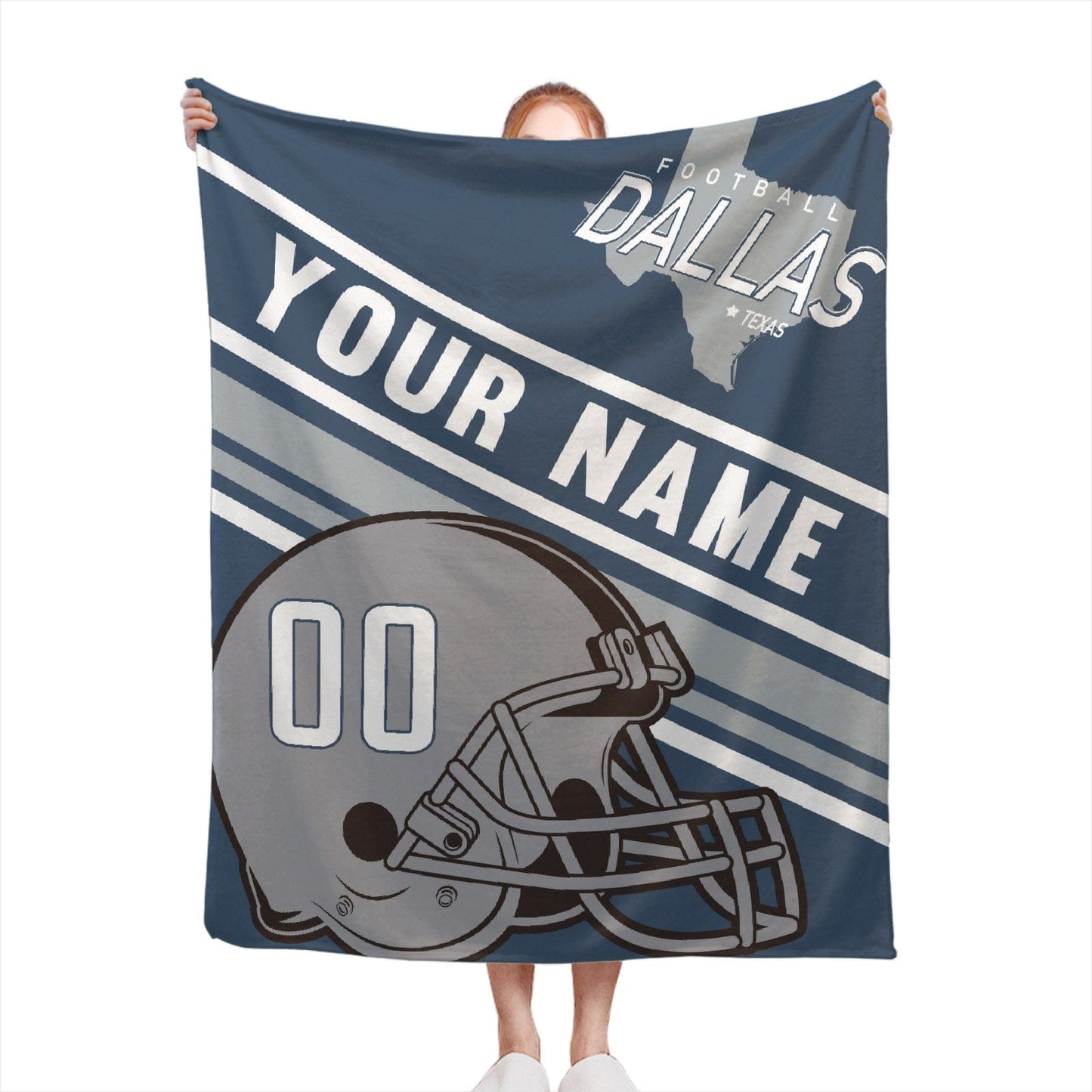 Personalized Football DALLAS Custom Fans Add Name Number Blanket