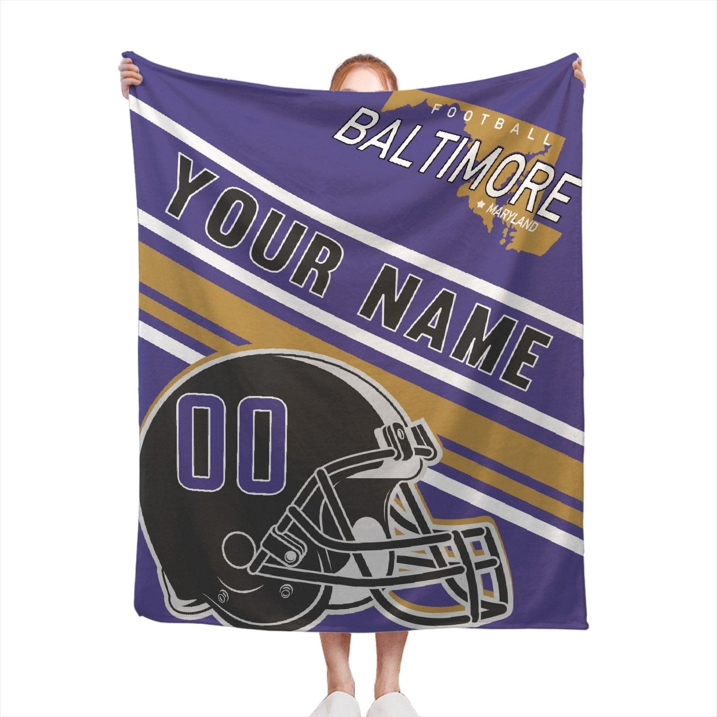Personalized Football BALTIMORE Custom Fans Add Name Number Blanket