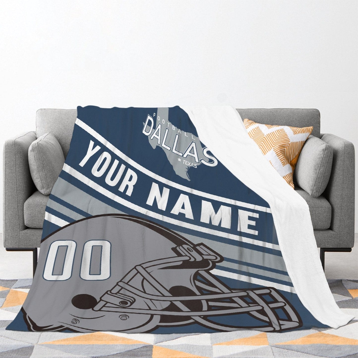Personalized Football DALLAS Custom Fans Add Name Number Blanket