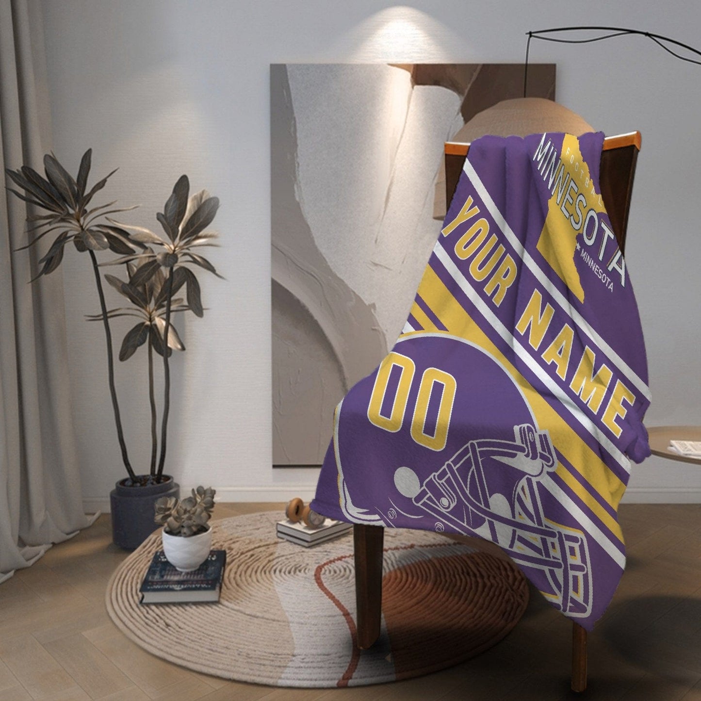 Personalized Football MInnesota Custom Fans Add Name Number Blanket