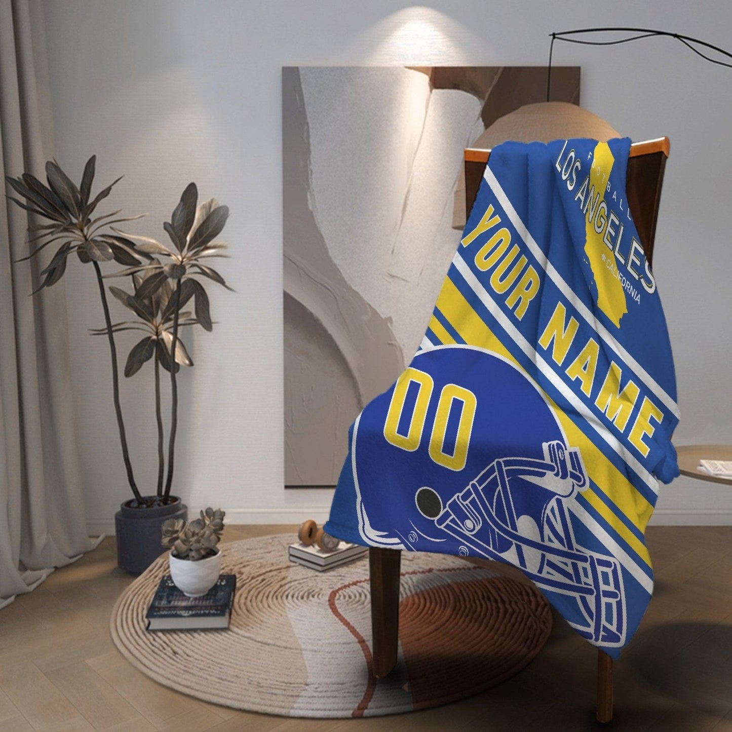 Personalized Football Los Angeles Custom Fans Add Name Number Blanket