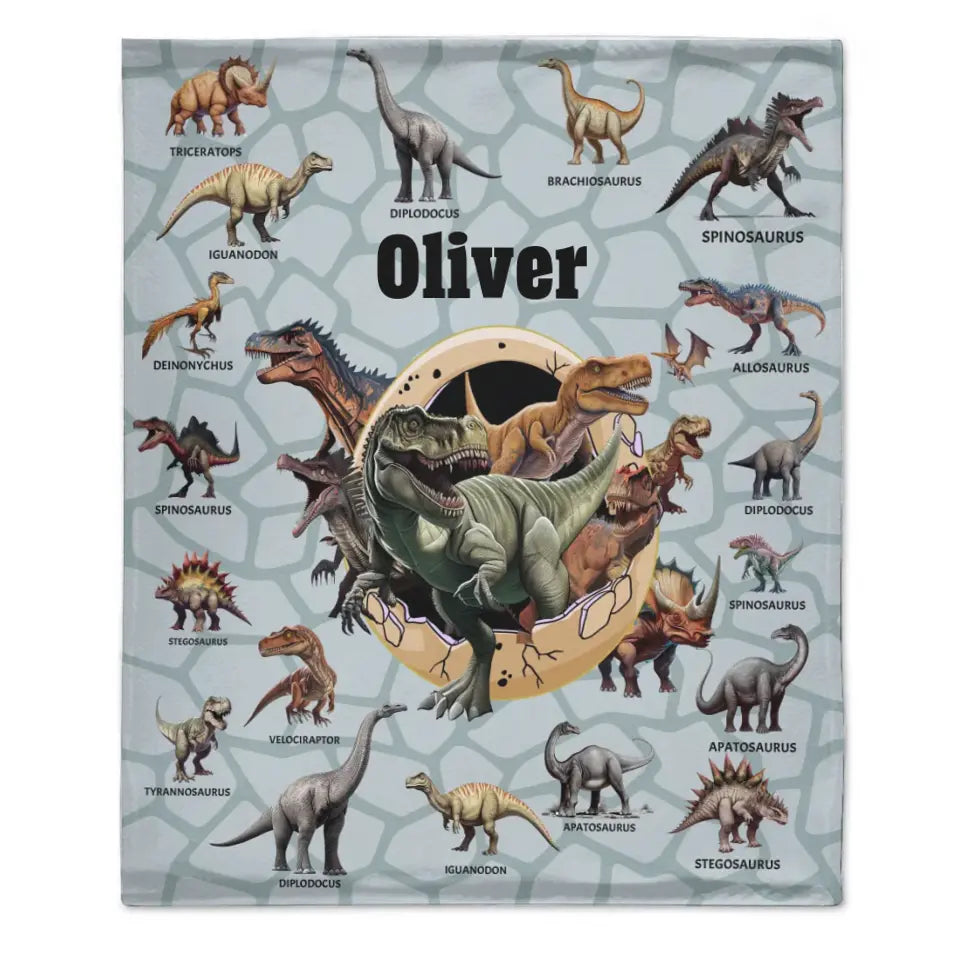 Personalized Custom Name Blankets - Dinosaur Theme