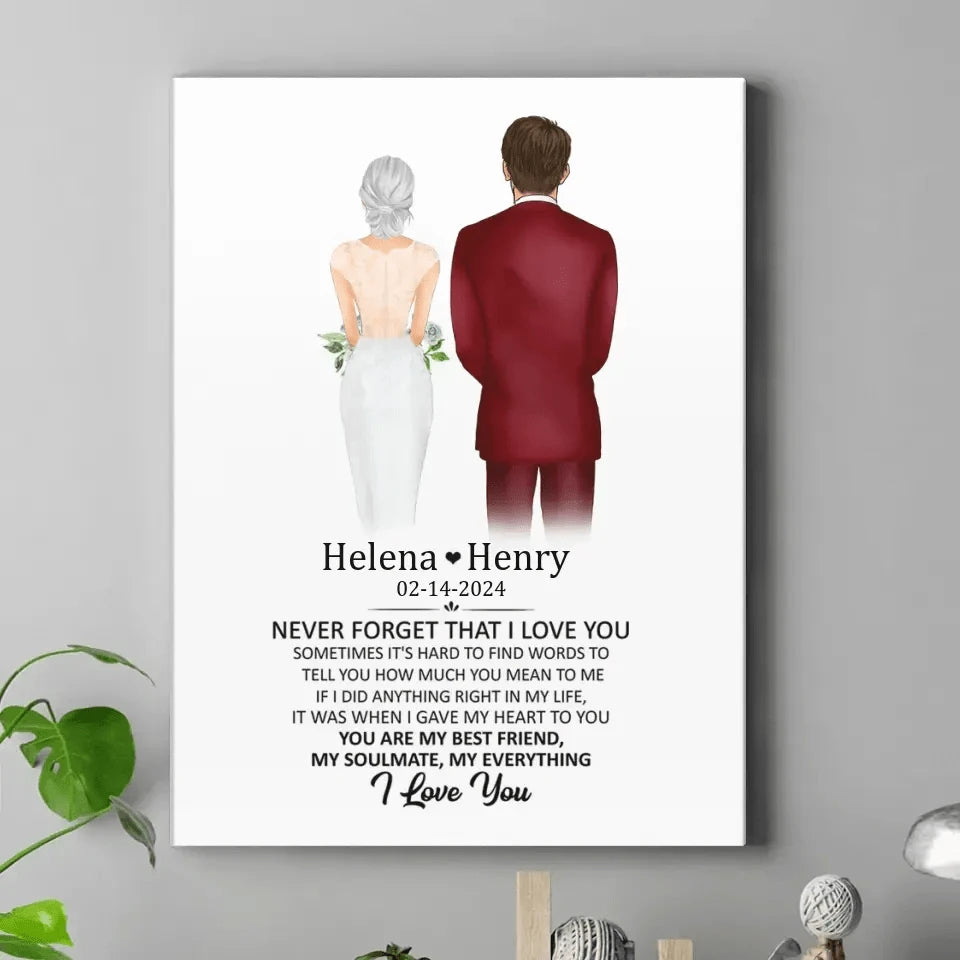Personalized Canvas Wall Art/Blanket - Never Forget That I Love You, Anniversary Gift