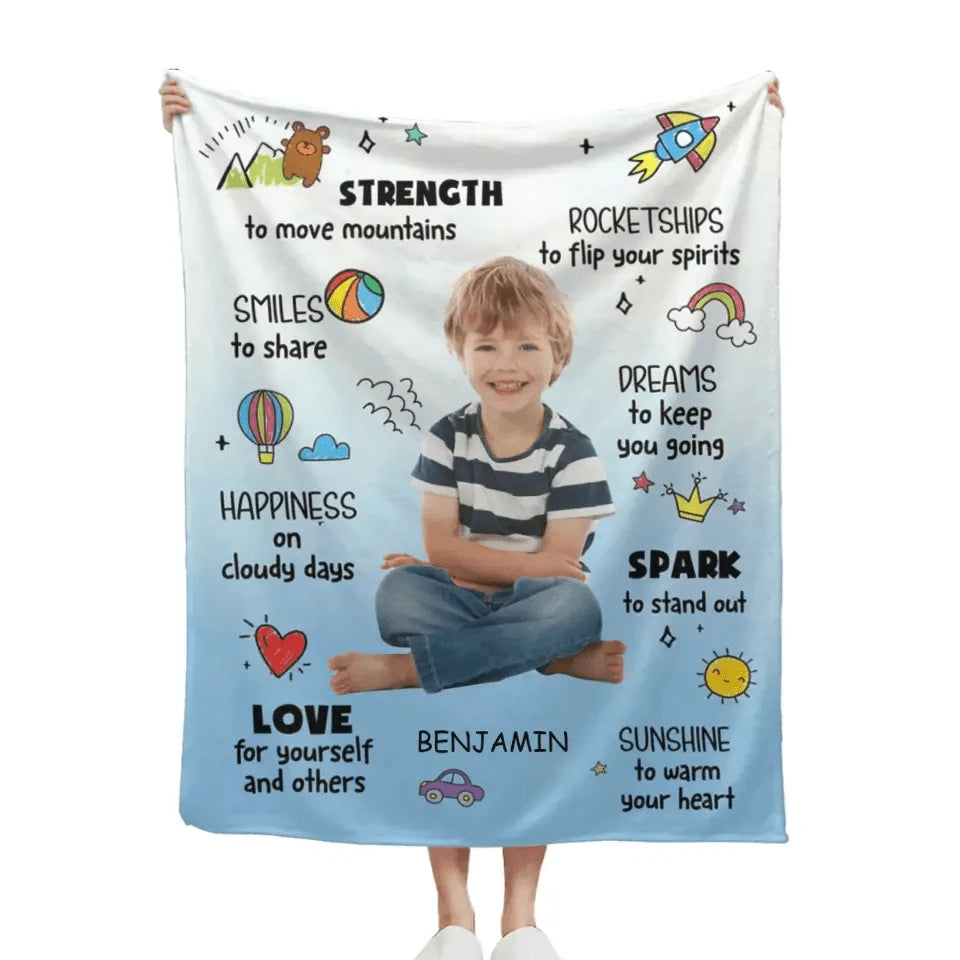 Personalized Custom Upload Photo Blanket, Inspiring Gift For Grandson
