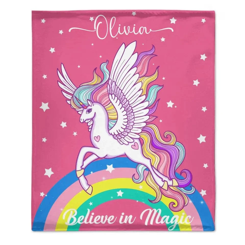Unicorn Gifts Blanket - Personalized Rainbow Stars Name Blanket