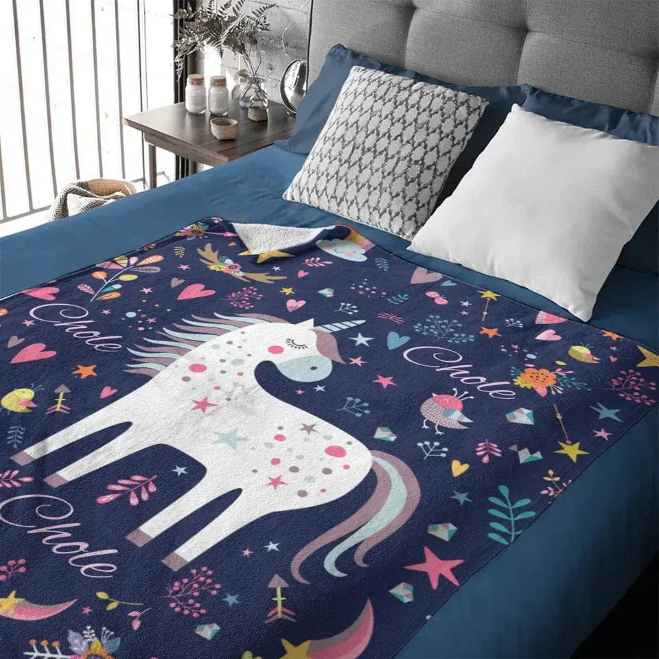 Gift For Granddaughter - Personalized Unicorn Name Custom Blanket