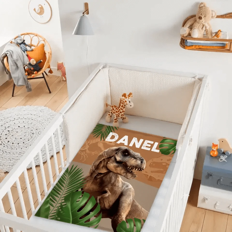 Jurassic Dinosaur T-Rex Children's Personalized Name Custom Blanket