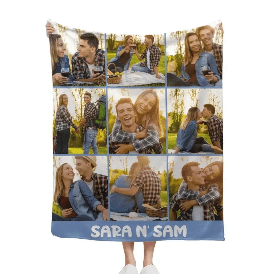 Personalized Photo Blanket with Text, Anniversary Gift Blanket, Gift for Her