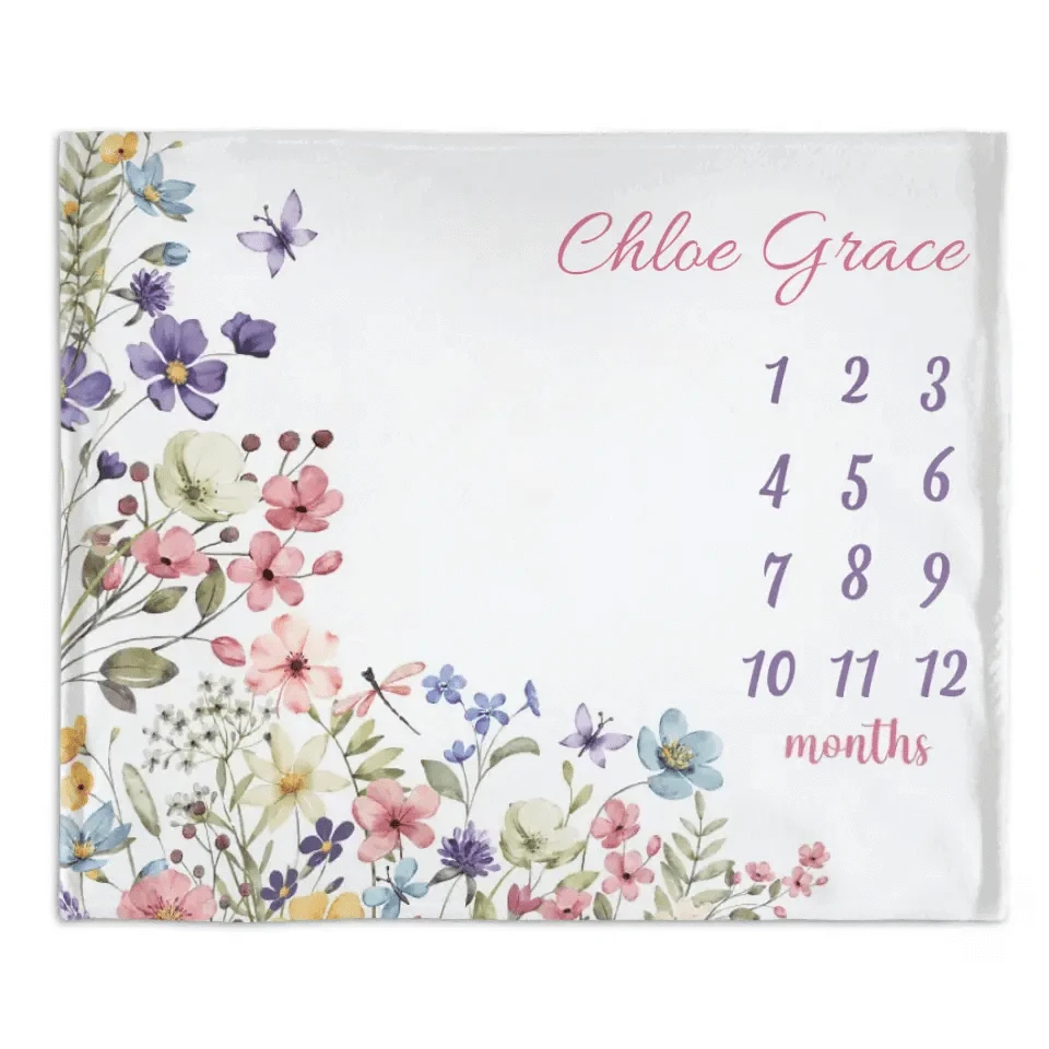 Personalized Blankets Customized Baby Blankets with Baby's Birth Month and Name