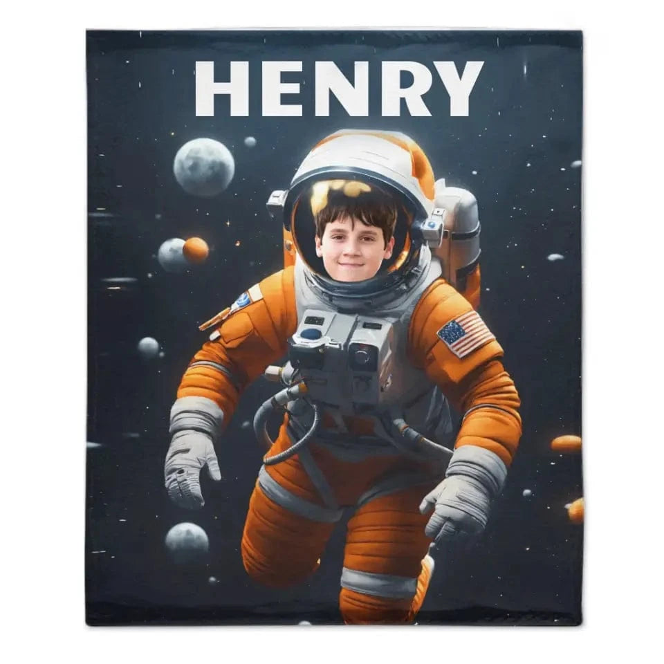 Personalized Astronaut Blanket With Photo, A Planet-Themed Gift For Outer Space Enthusiasts!