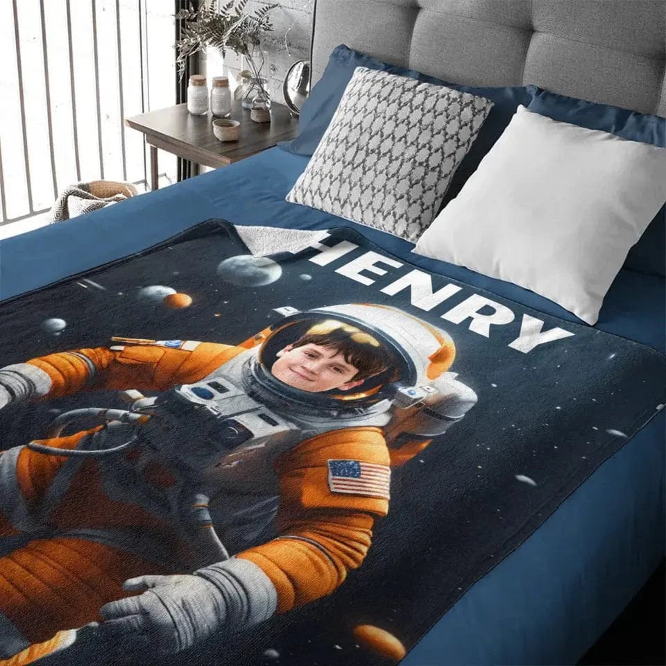 Personalized Astronaut Blanket With Photo, A Planet-Themed Gift For Outer Space Enthusiasts!