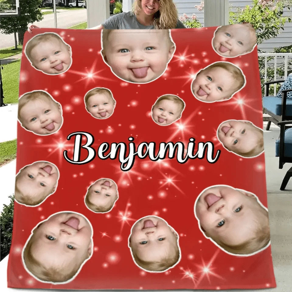 Face Blanket, Personalized Blanket with Photo, Blanket with Baby Pet Human Face