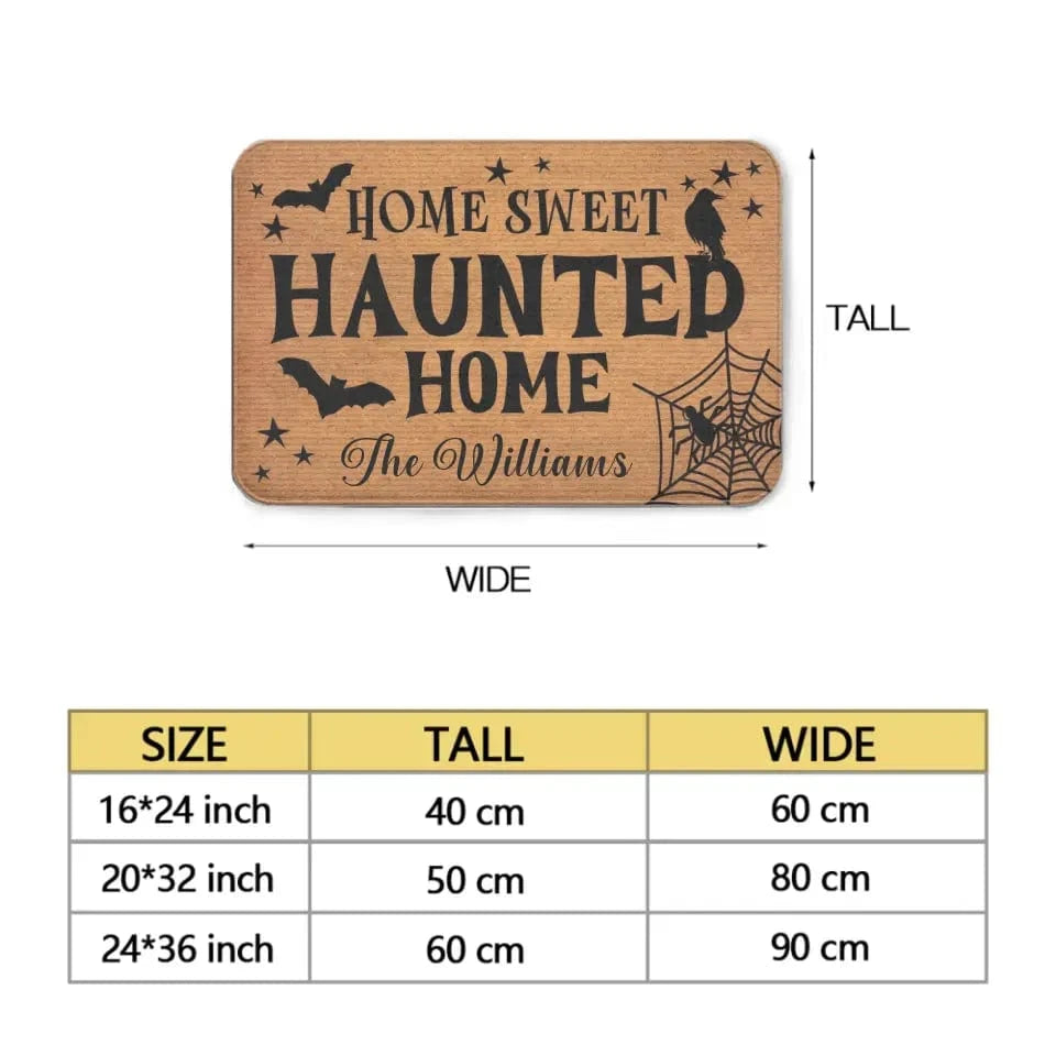 Custom Home Sweet Haunted Home Doormat - Family Personalized Home Decor Decorative Mat - Halloween Gift For Family Members
