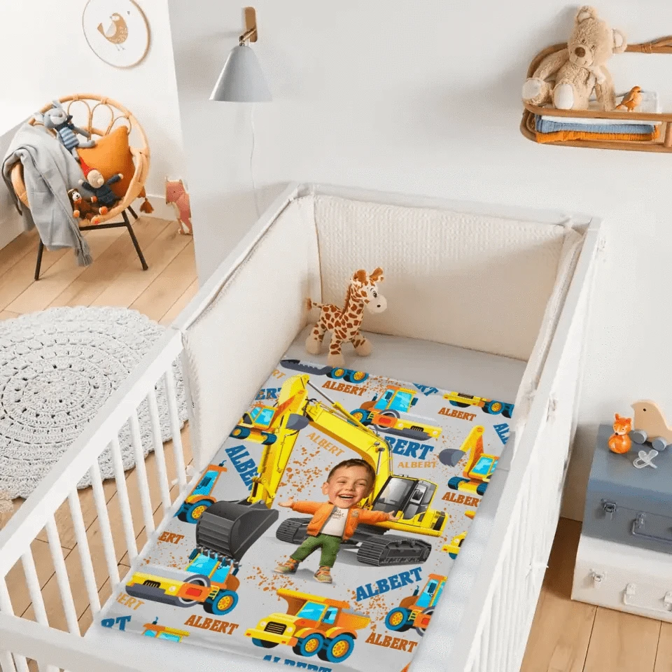 Personalized Custom Blankets Boy And Excavator Truck Car Blanket