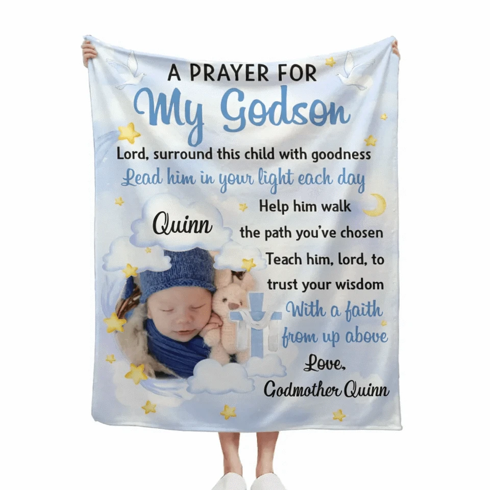 Customized Blanket Gifts for Baby - Personalized Baby Photo And Name Blanket Two Colors To Choose From - A Gift For Grandchildren,New Parents