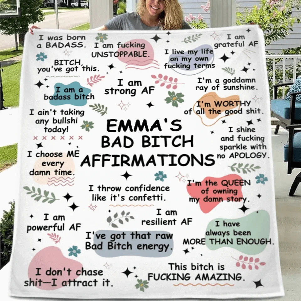 Custom B*tch Themed Fun Blanket - Personalized Title and Name Blanket in Cute Matching Colors - A Gift For Friend,BFF,Colleagues