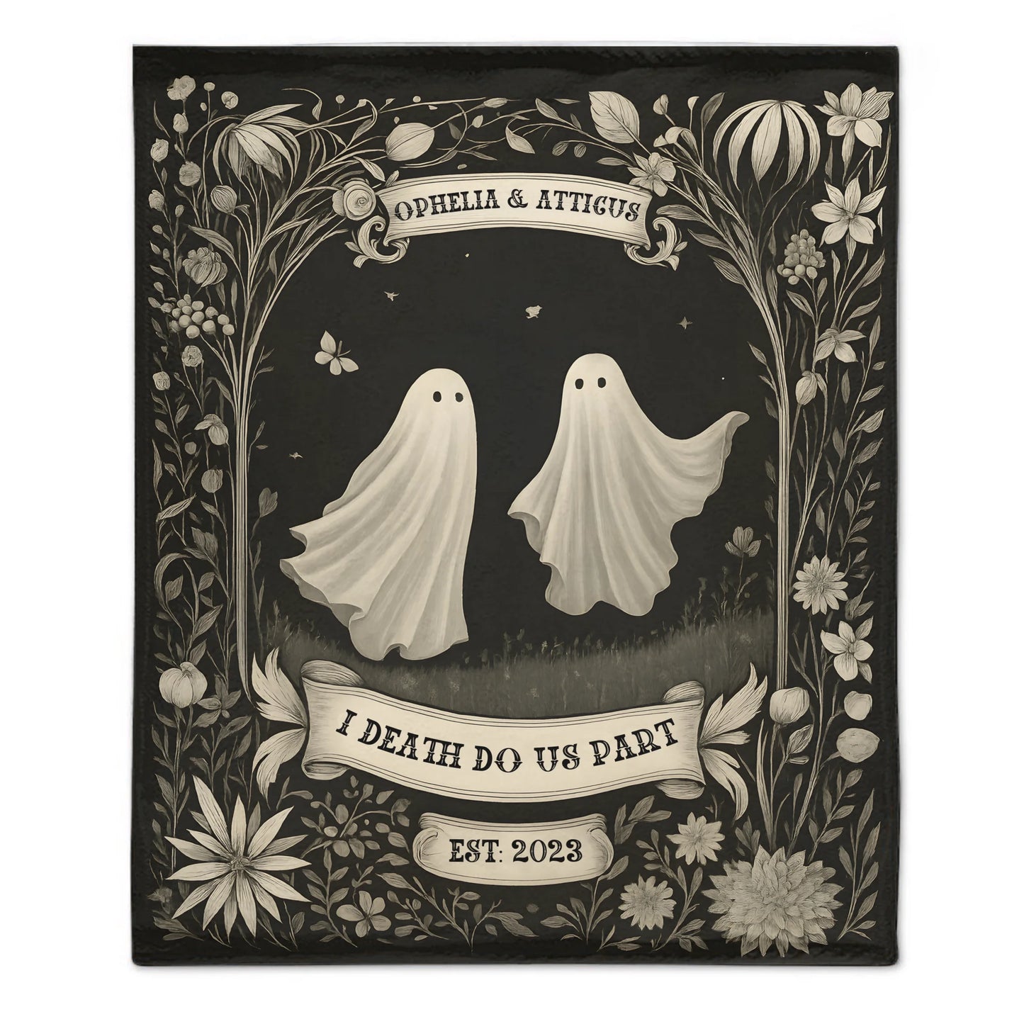 👻Ghost Couple 'Till Death Do Us Part' - Personalized Blanket - Spooky Halloween Gifts/Anniversary Gifts