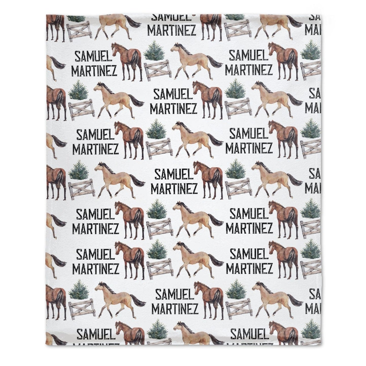 Personalized Swaddle Equestrian Baby Blanket - Horse
