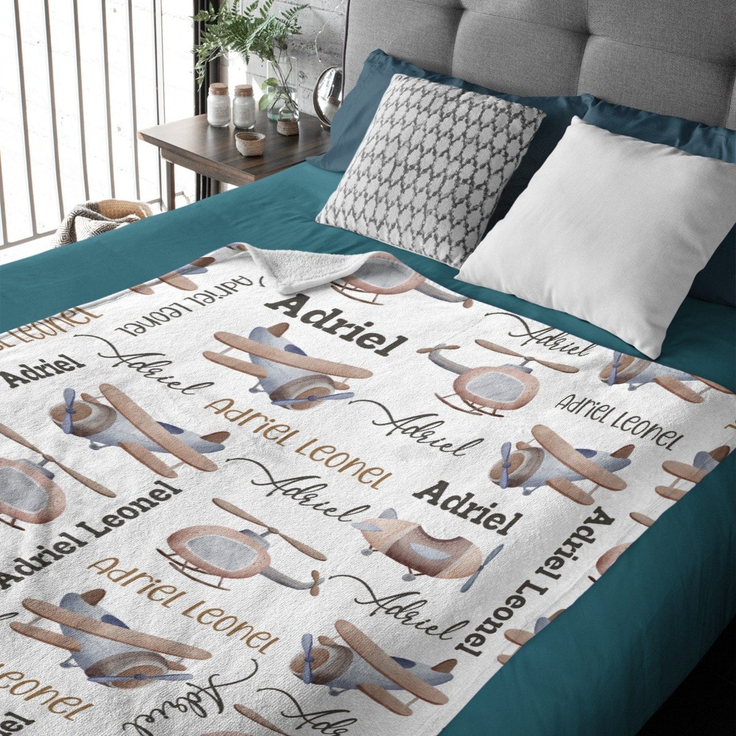 Personalized Name Airplanes Baby Blanket