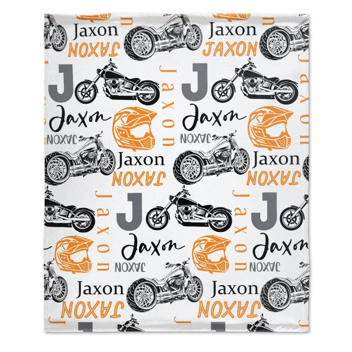 Personalized Motorcycle Theme Custom Name Blanket