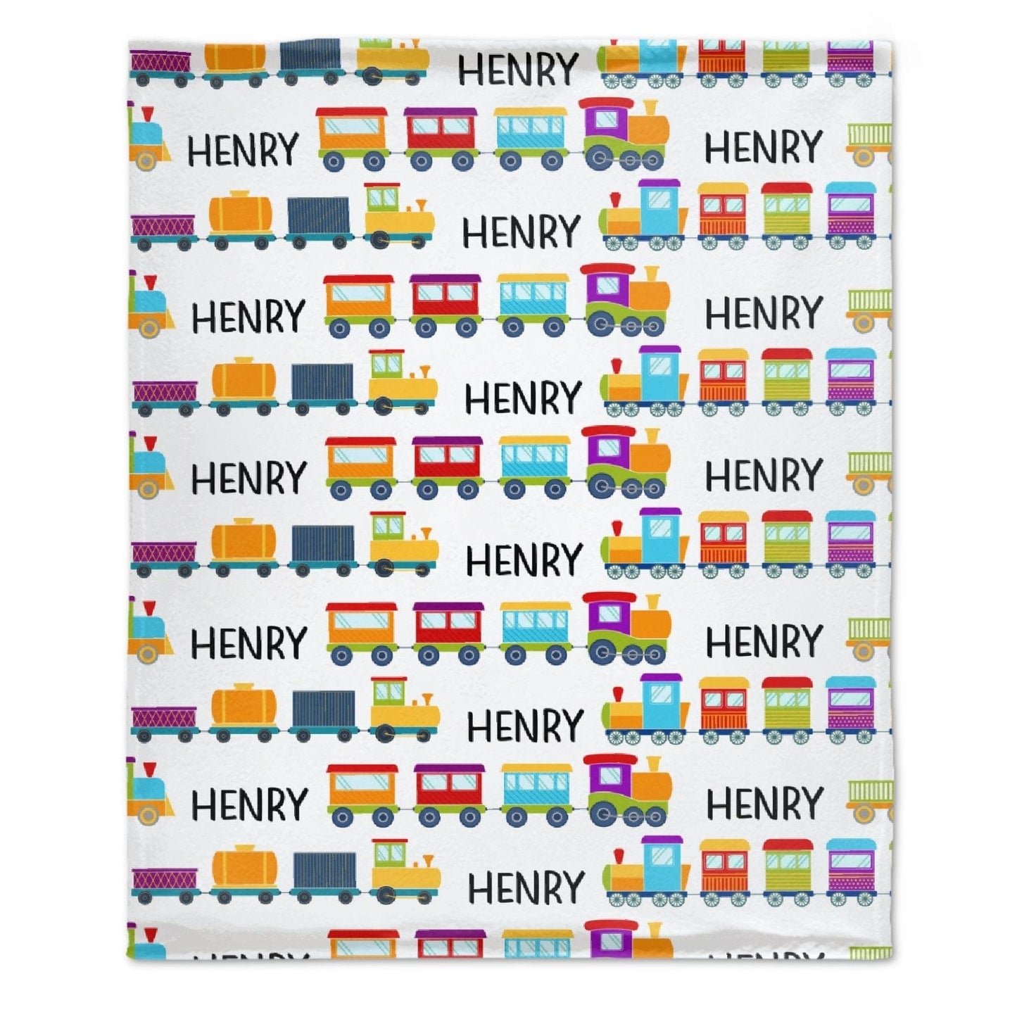 Personalized Name Cartoon Train Baby Blanket