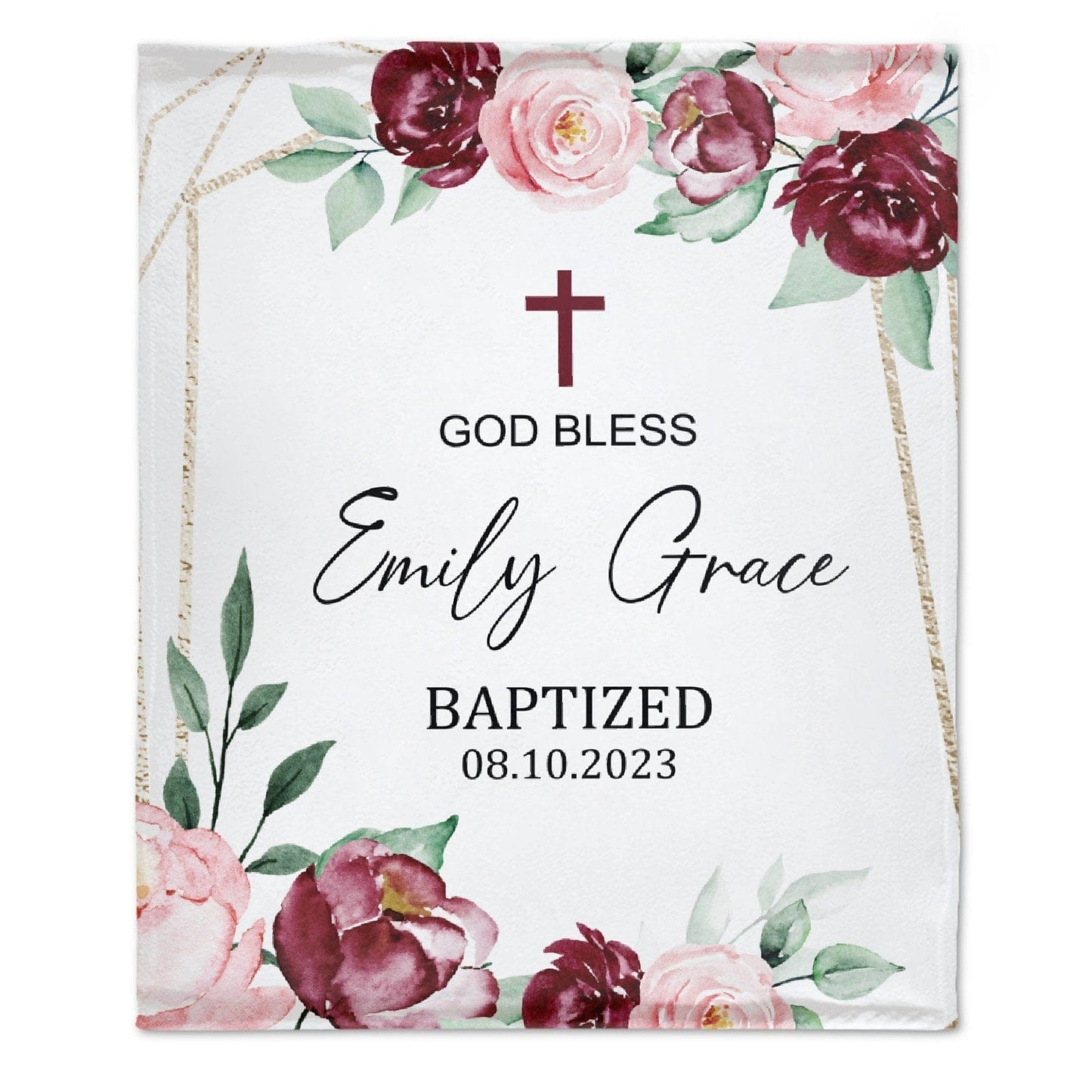 Personalized Baptism God Bless Name Blanket
