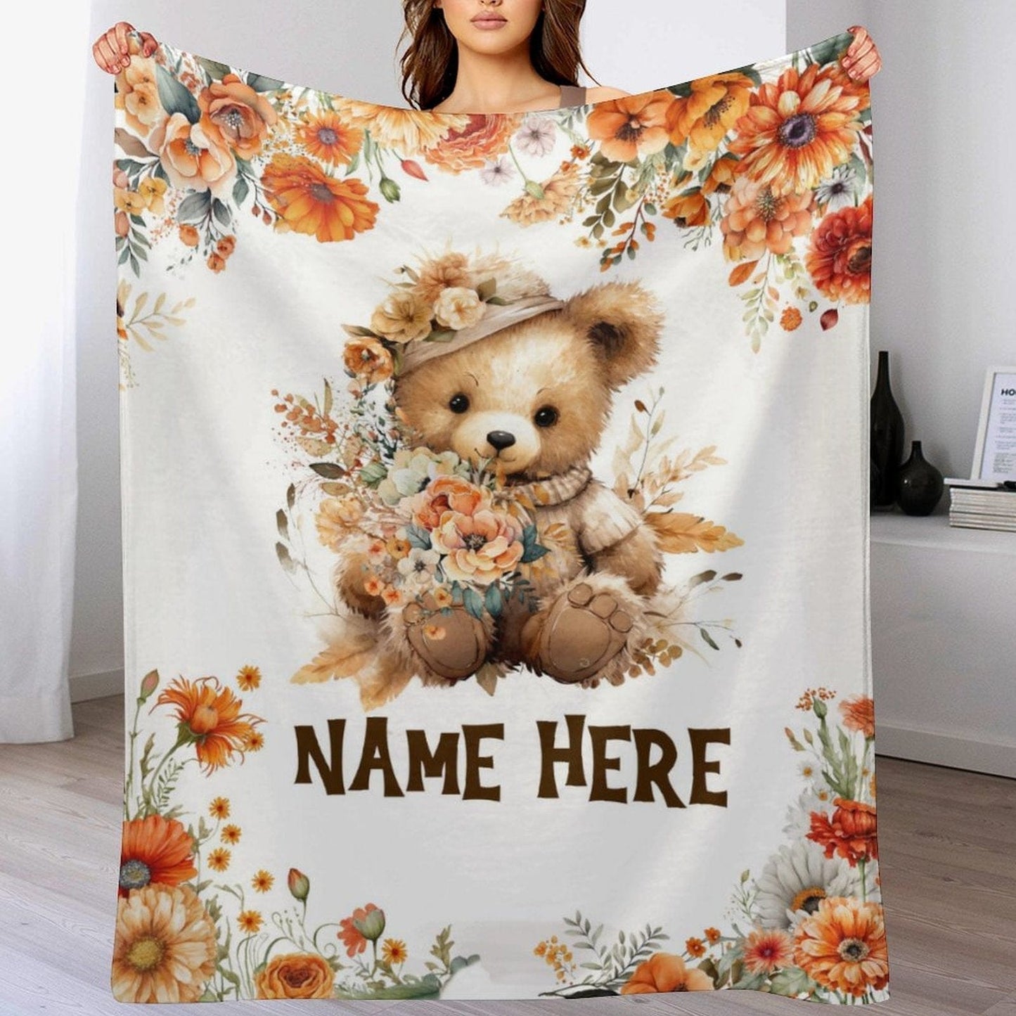 Custom Baby Name Bear Blanket