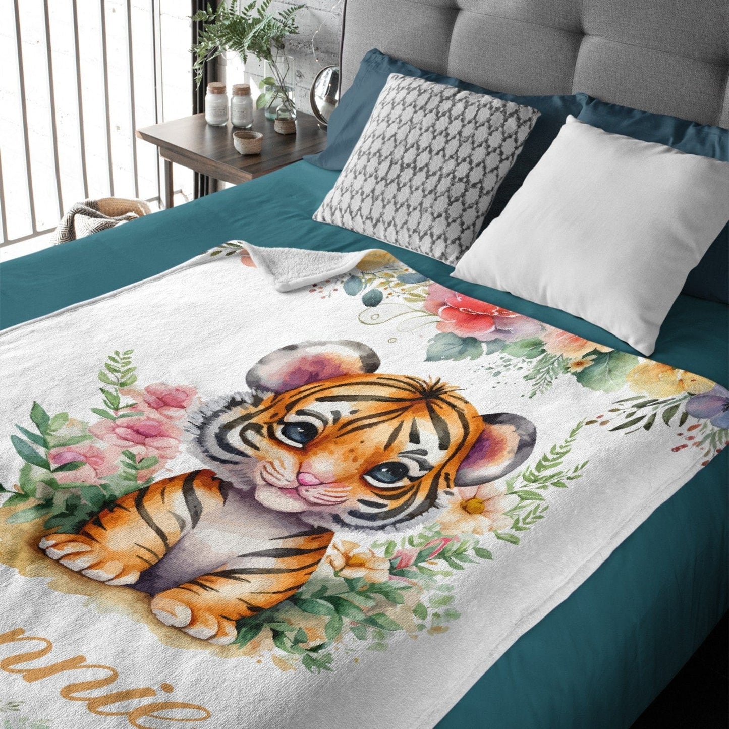 Custom Name Baby Tiger Throw Blanket