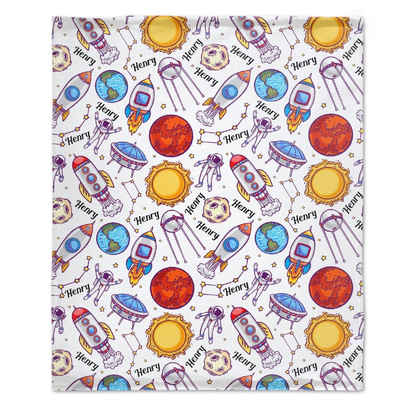 Personalized Baby Blanket- Name Blanket- Space Blanket - Space - Sherpa - Name Pattern Blanket - Planet
