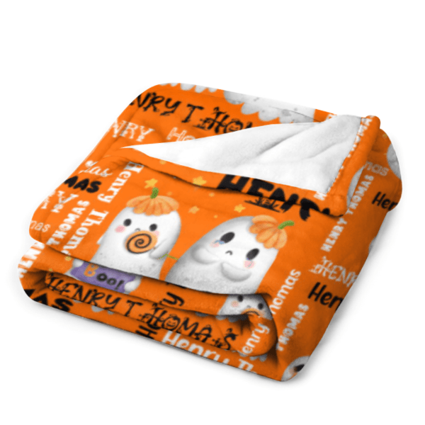 Halloween Cute Ghost Name Custom Blanket - Halloween Gifts