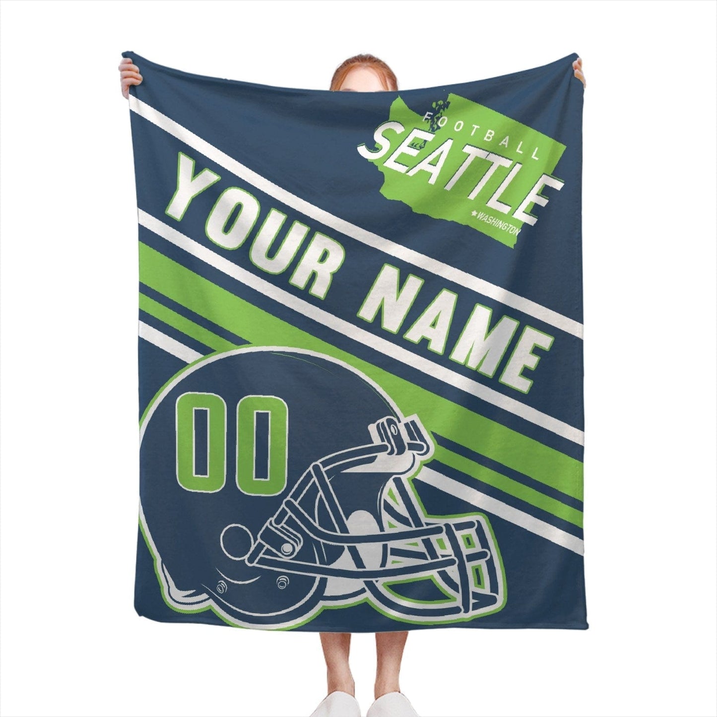 Personalized Football SEATTLE Custom Fans Add Name Number Blanket