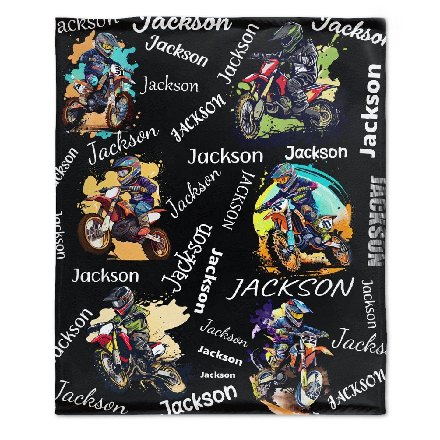 Personalized Custom Name Motocross Rider Blankets Blanket For Kids