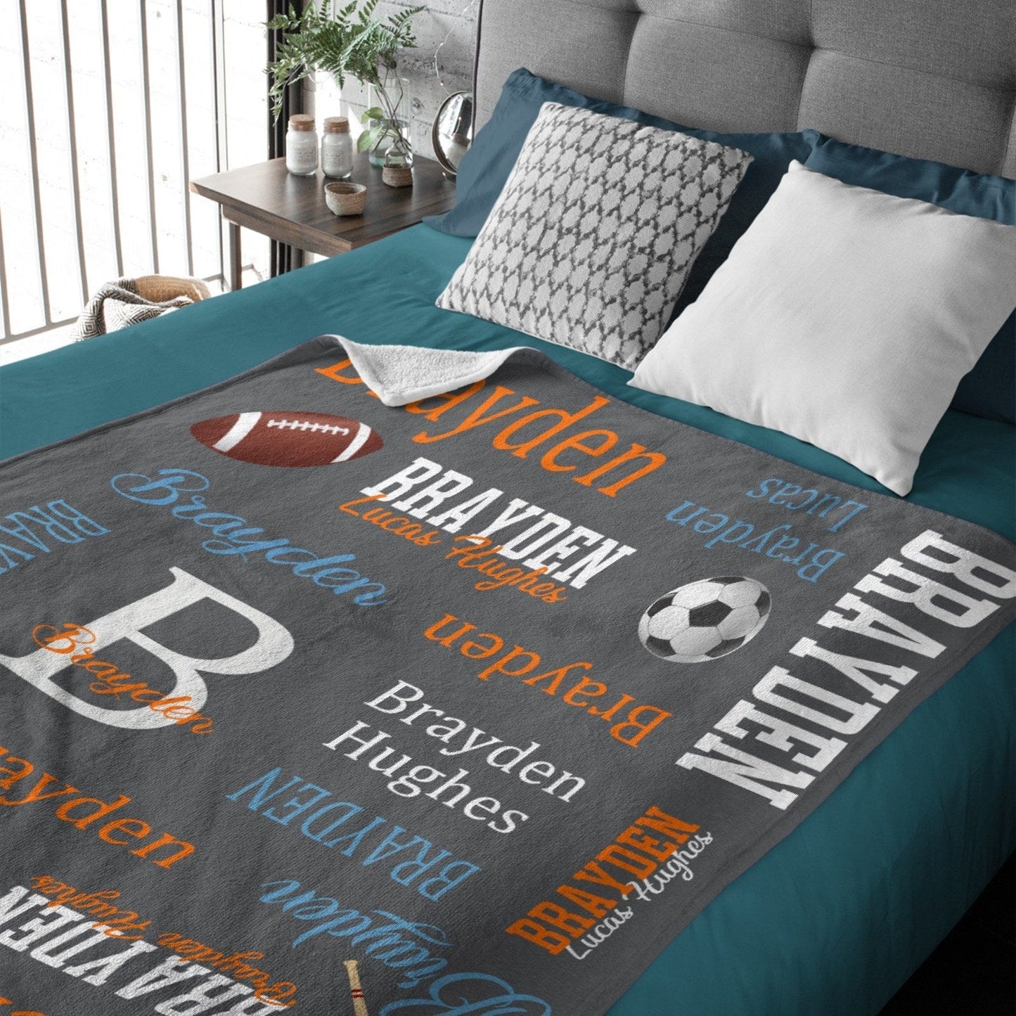 Personalized Allstar Sports Theme Baby Name Blanket