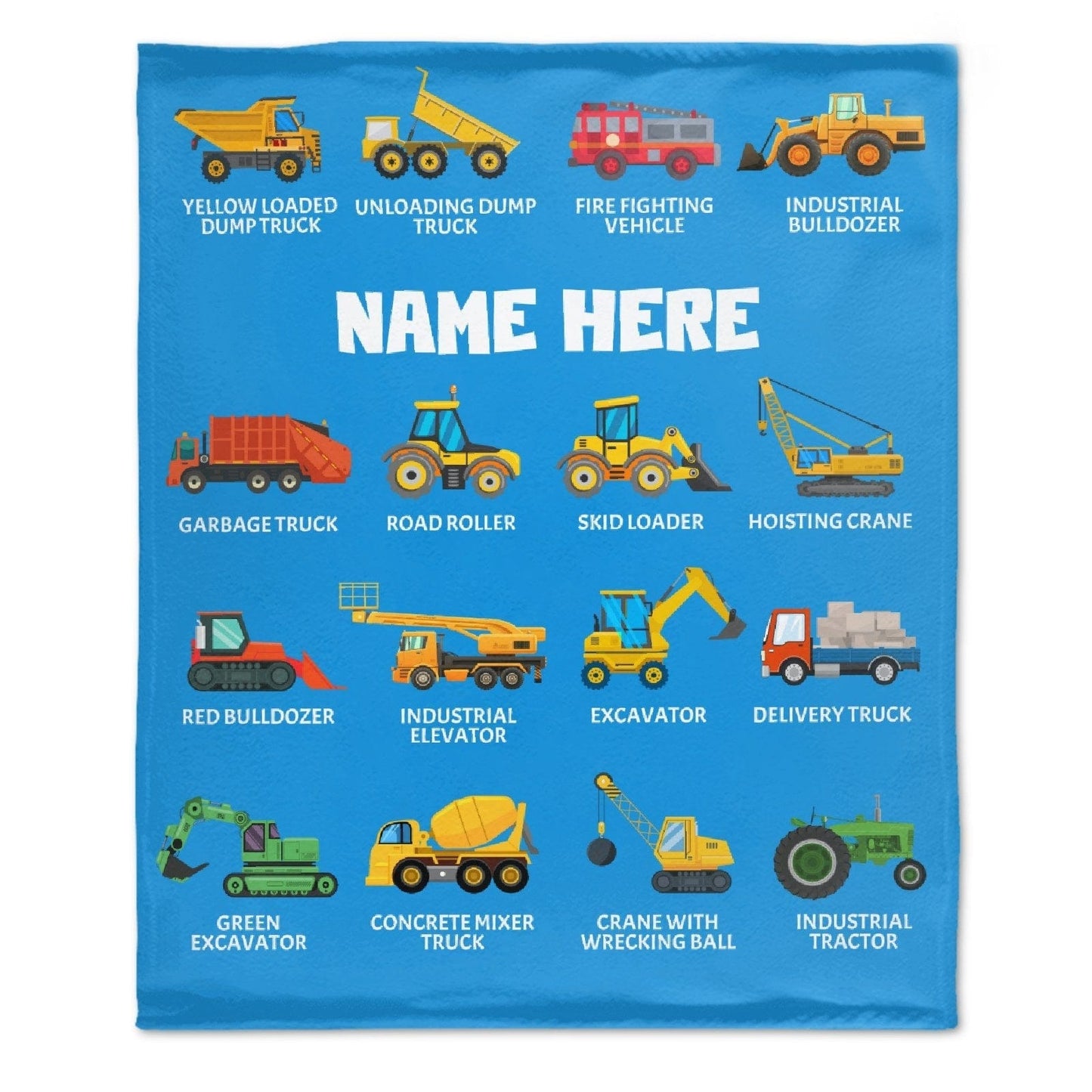 Personalized Construction Baby Blanket - Boys Gift