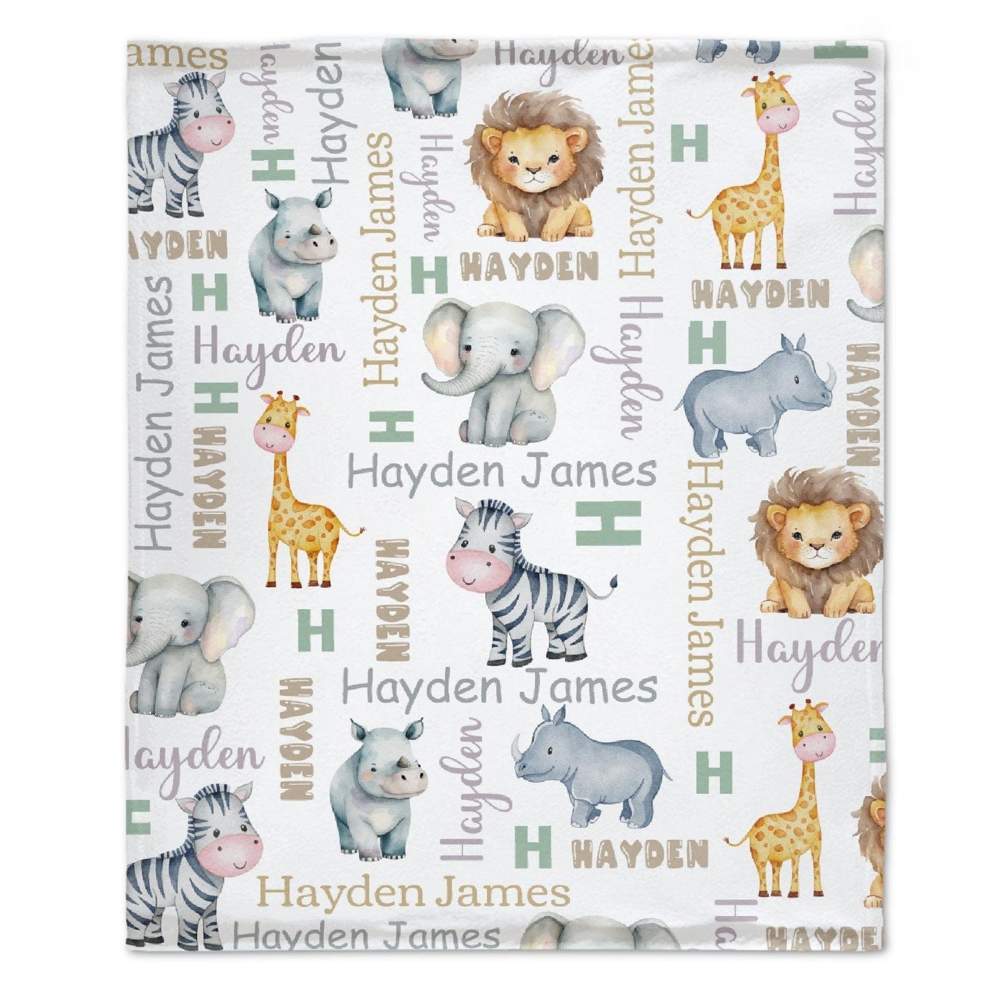 Baby Boy Safari Blanket Personalized Safari Animals Blanket