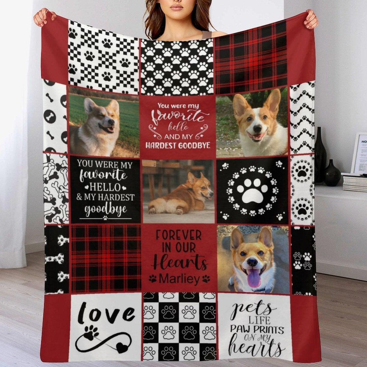 We pay shipping✈️Personalized Pet Dog Cat Goodbye Blanket with Photos