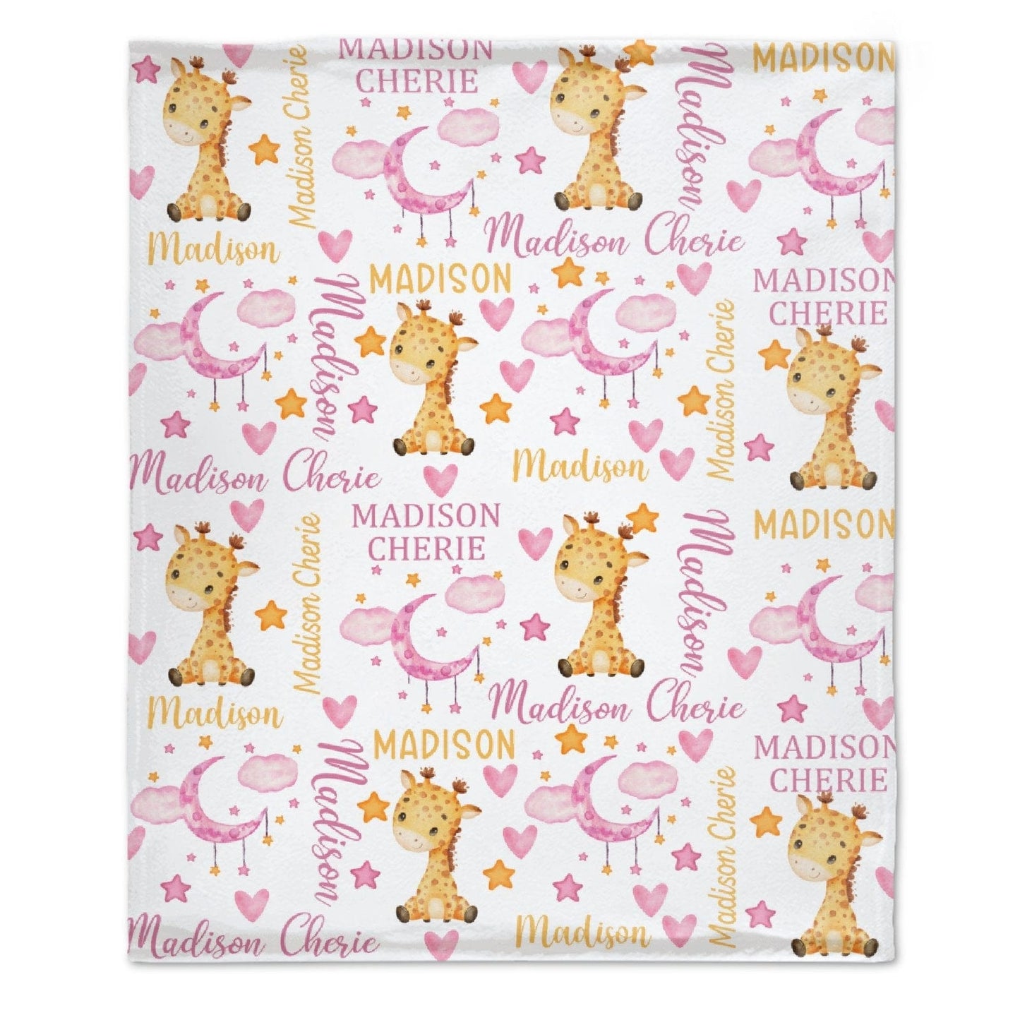 Custom Name Personalized Giraffe Baby Blanket