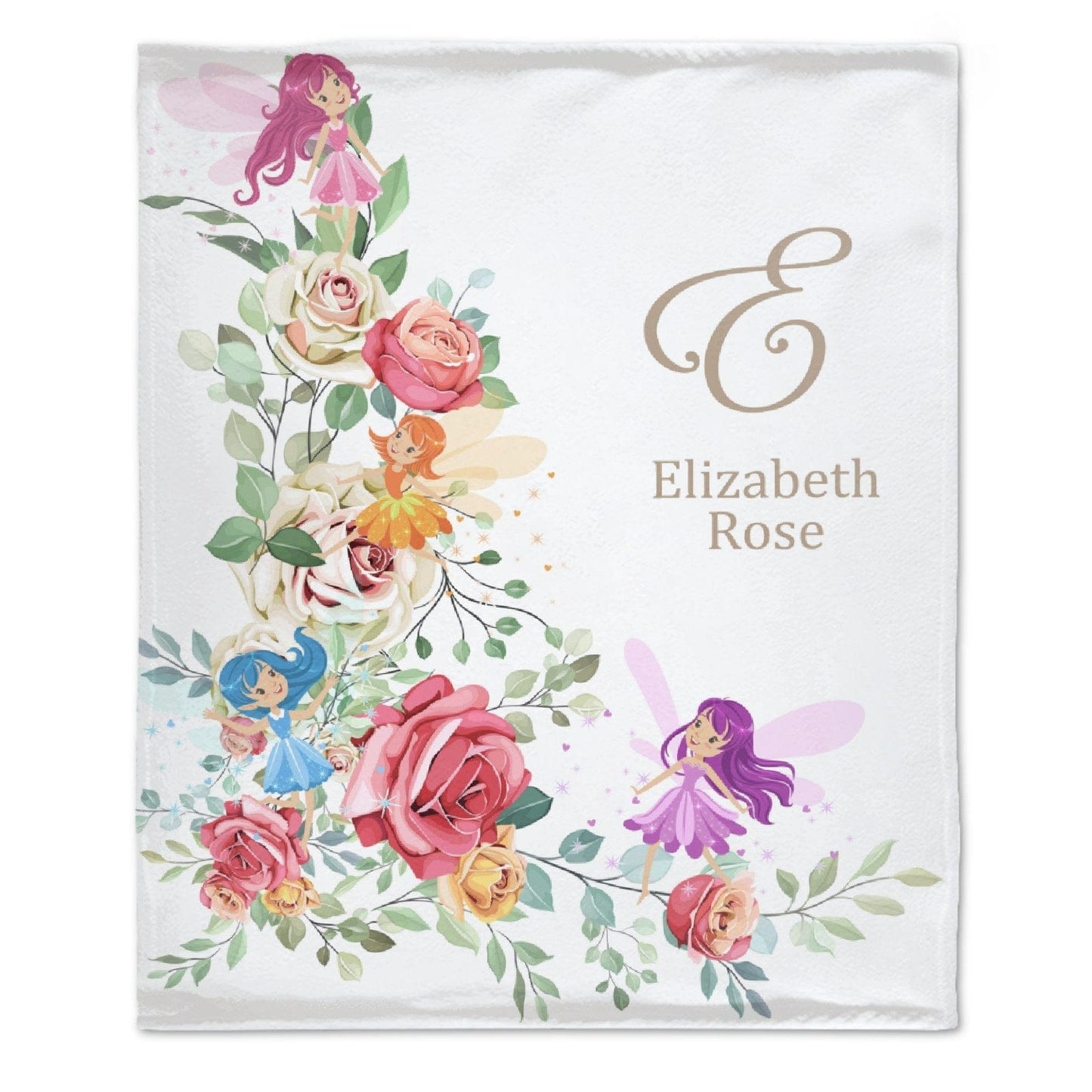Personalized Custom Name Baby Blanket-Flower Fairy Garden