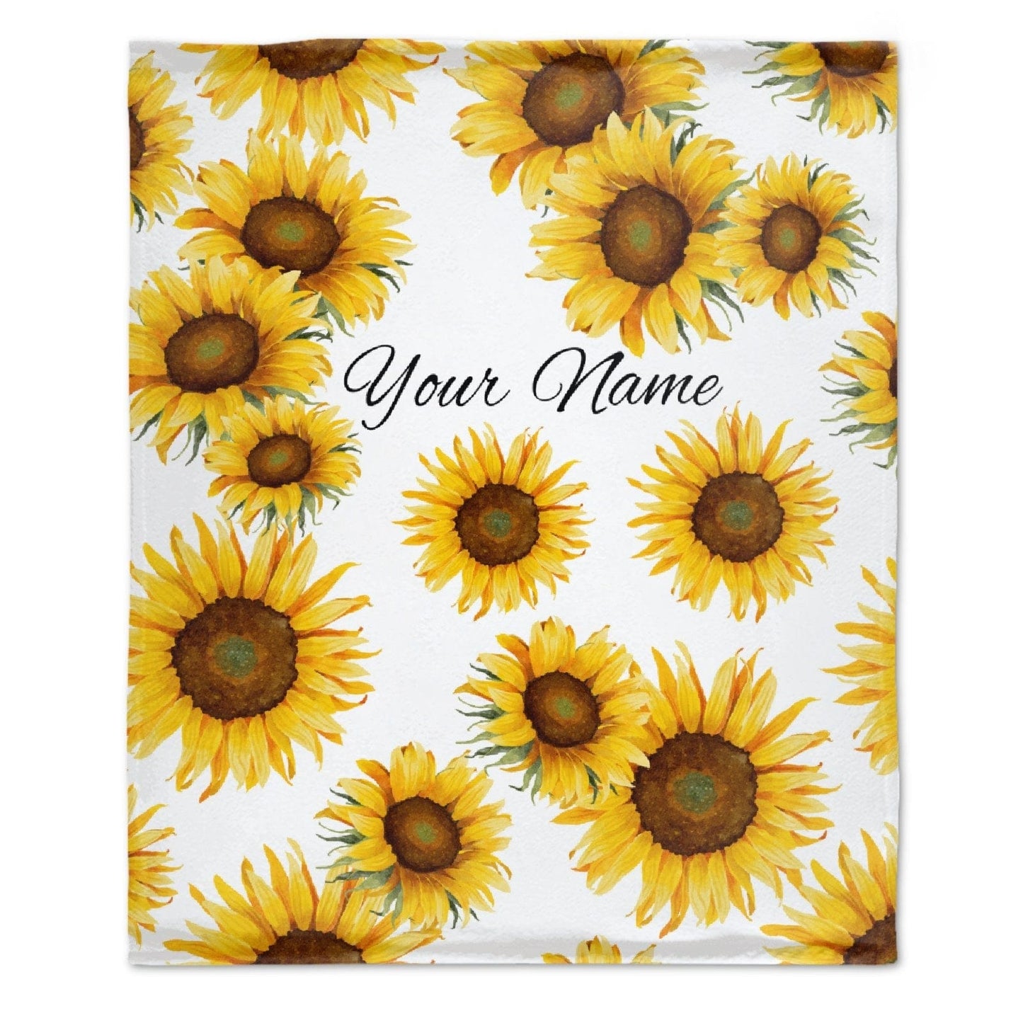 Personalized Custom Sunflower Blanket with Name for Adults Kids Baby