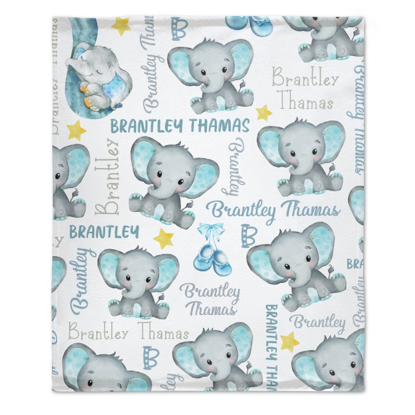Personalized Name Elephant Baby Blanket