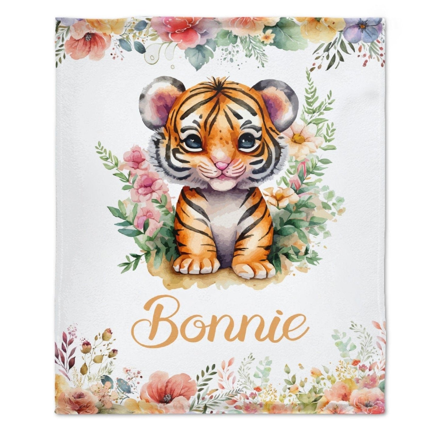 Custom Name Baby Tiger Throw Blanket