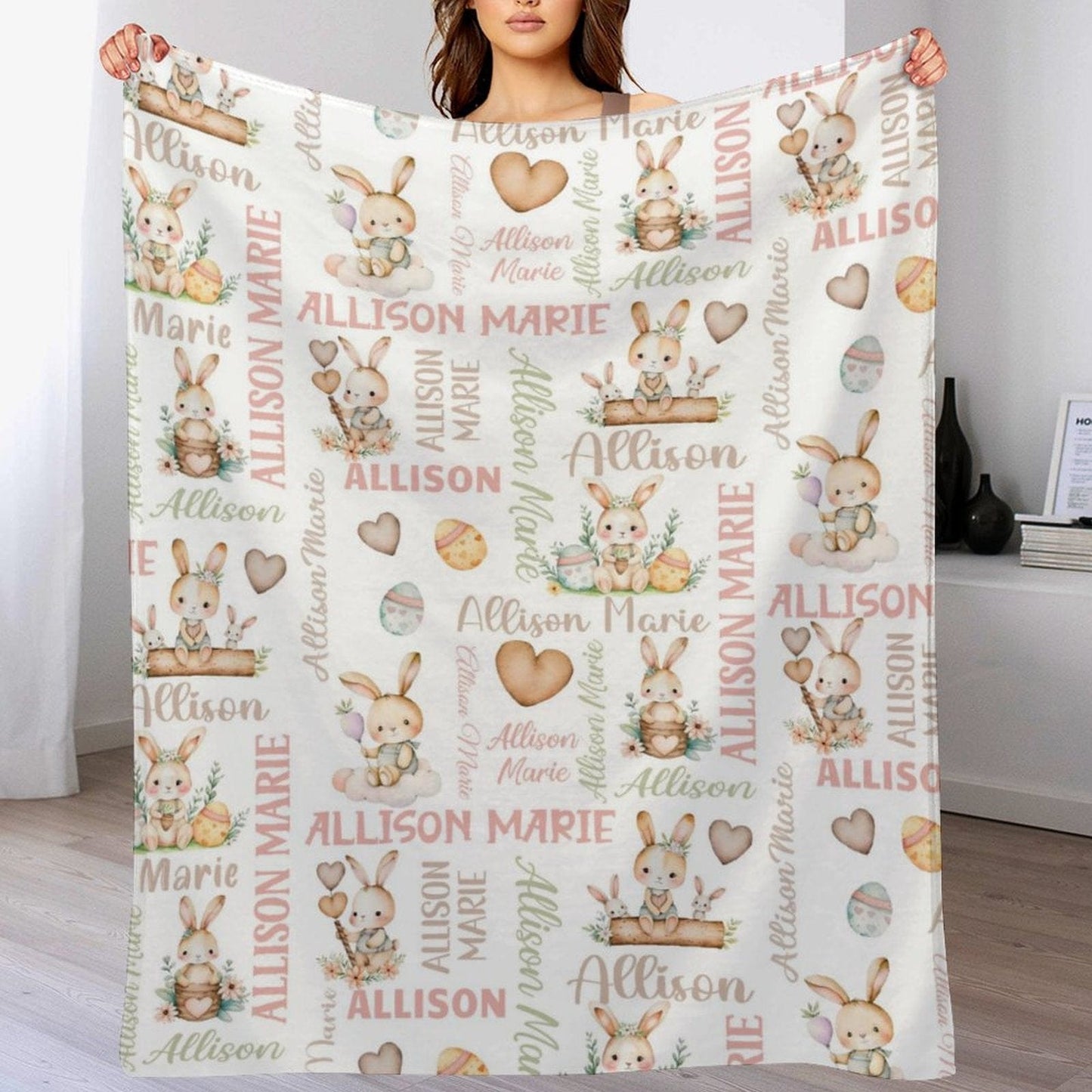 Personalized Bunny Easter name blanket