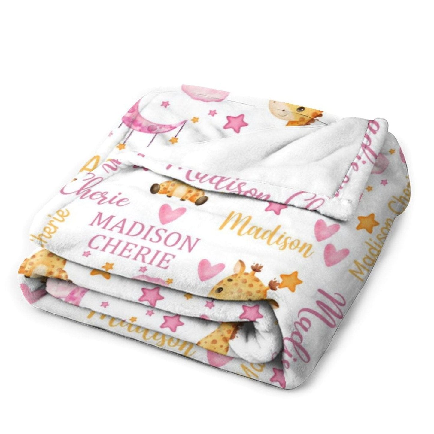 Custom Name Personalized Giraffe Baby Blanket