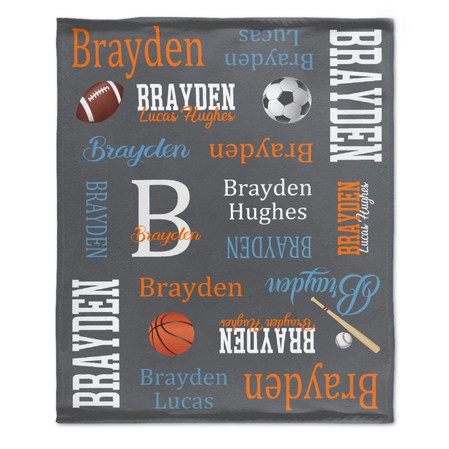 Personalized Allstar Sports Theme Baby Name Blanket
