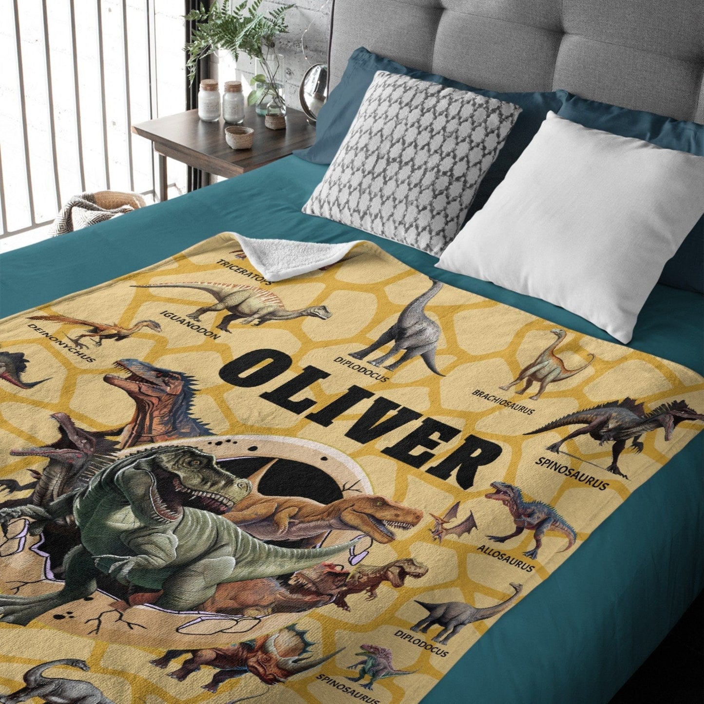 Personalized Custom Name Blankets - Dinosaur Theme