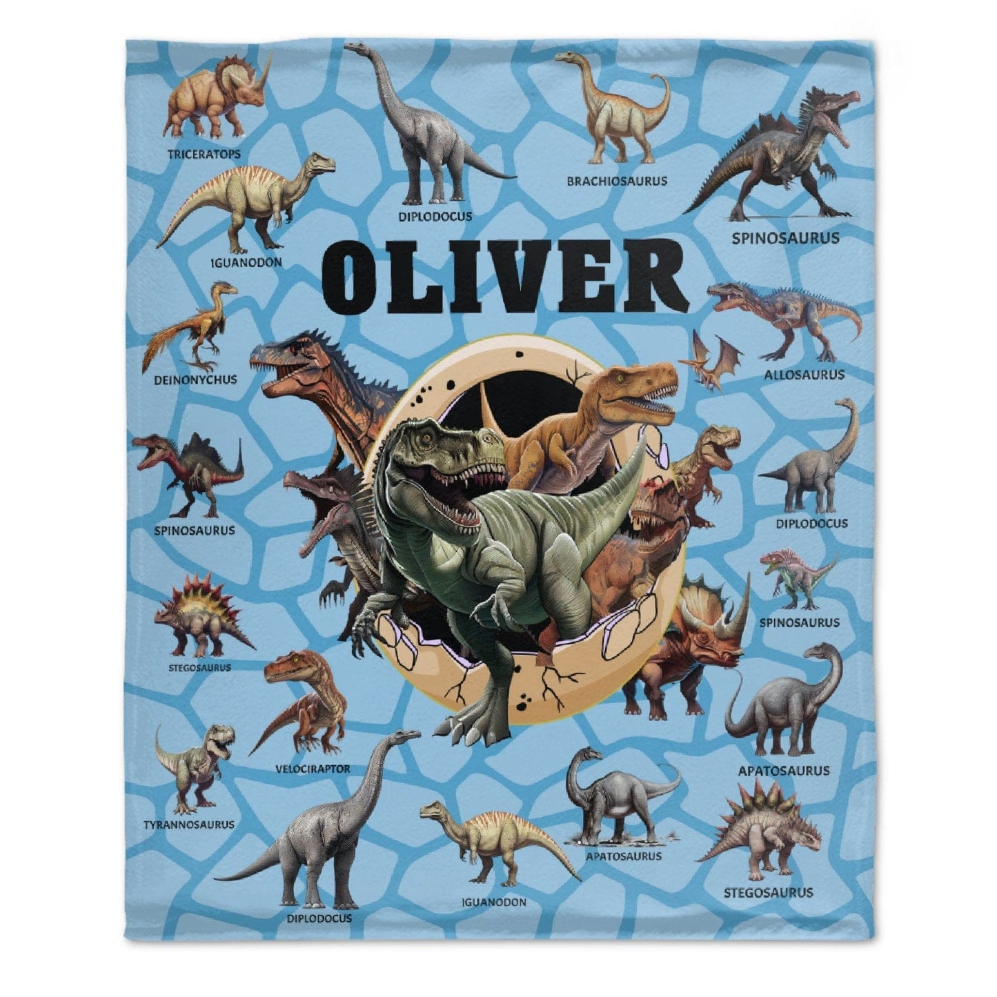 Personalized Custom Name Blankets - Dinosaur Theme