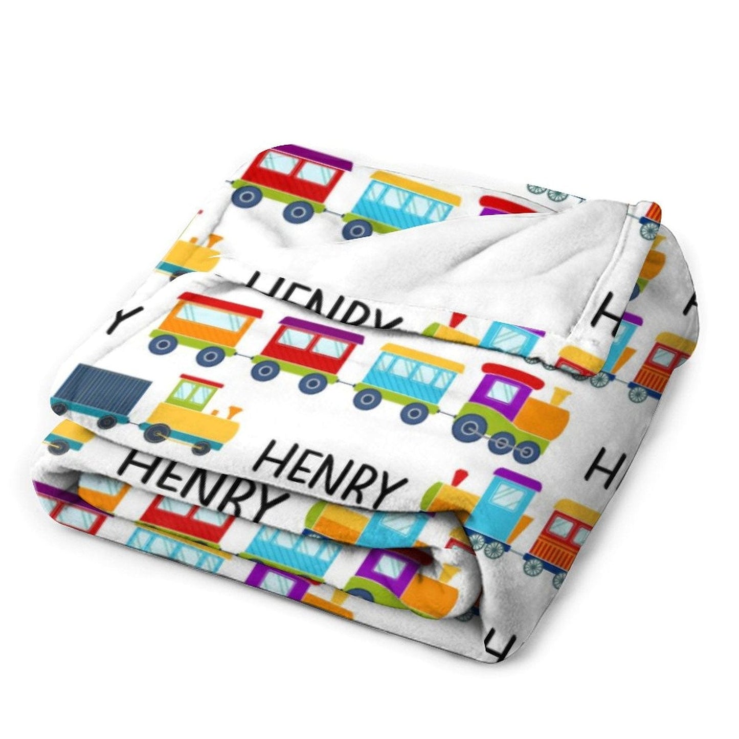 Personalized Name Cartoon Train Baby Blanket